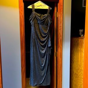 Alex Evenings Glitter mesh cold shoulder gown!